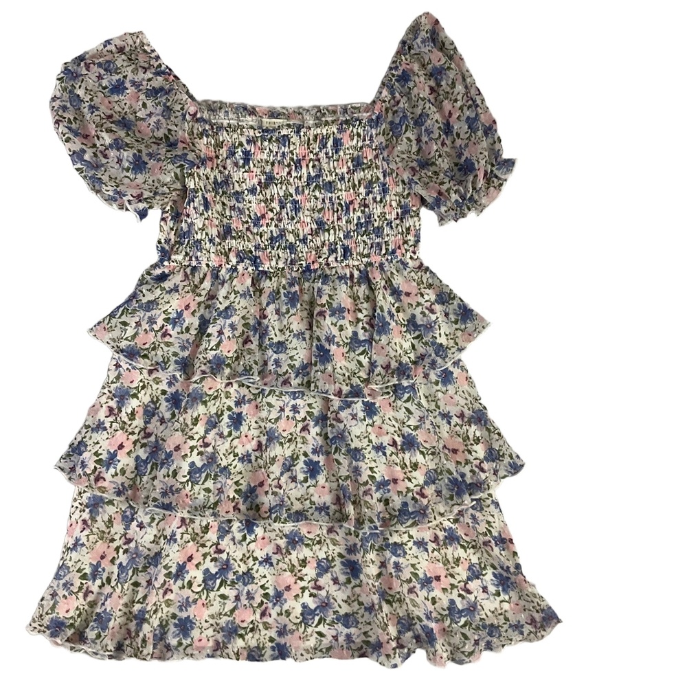 Thirty Thirty  LA Multicolor Floral Ruffle Smocked A-Line Dress‎ Size Large